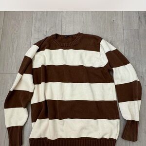 Brandy Melville Brown and White Striped Sweater